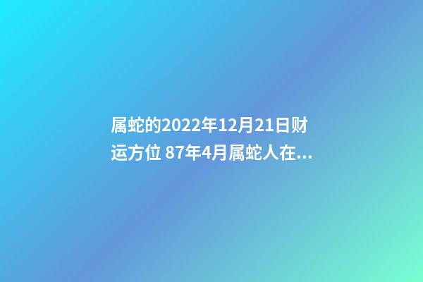 属蛇的2022年12月21日财运方位 87年4月属蛇人在2022年运势-第1张-观点-玄机派